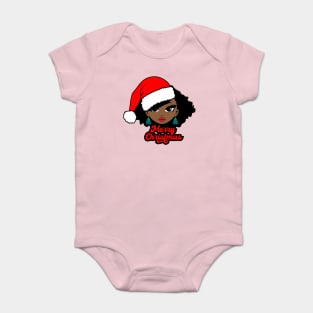 Merry Christmas Santa Hat, Black Girl Christmas Magic Baby Bodysuit